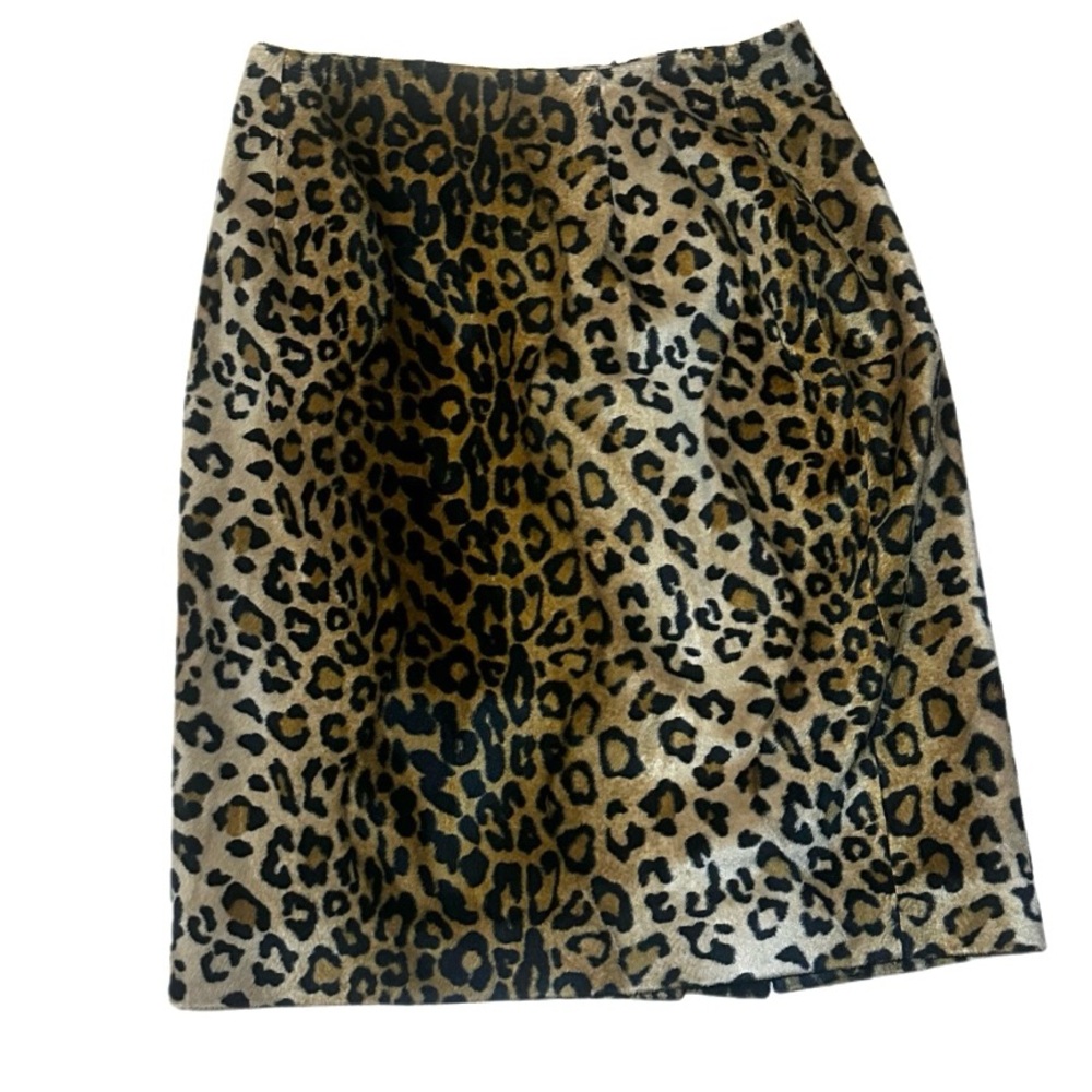 Rena Rowan size 10 faux fur leopard print skirt